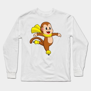 Monkey Ice skating Ice skates Long Sleeve T-Shirt